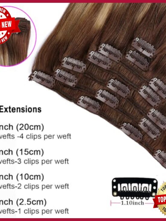 Remy Human Hair Clip-In Extensions, 7 Pieces 120g Straight Hair main image 4